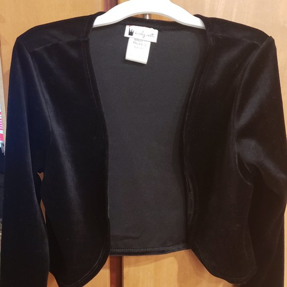 Girls Plaid High Low Holiday Dress with Black Velvety Shrug - Picture 2 of 9